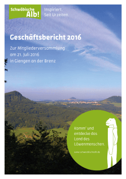 Geschäftsbericht Schwäbische Alb Tourismus 2016