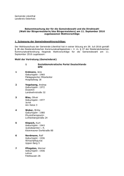 Die Bekanntmachung über die zugelassenen