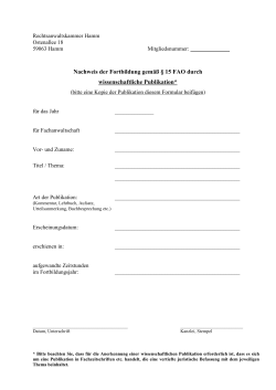 Nachweis der Fortbildung gemäß § 15 FAO durch wissenschaftliche