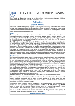 PhD Position (3 years, full time) - Stellenwerk Koblenz