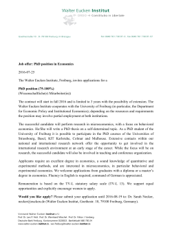 Job offer: PhD position in Economics 2016-07
