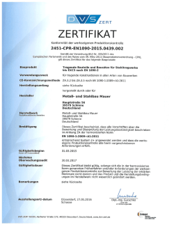 DVS Zertifikat EN 1090 - bei Metall