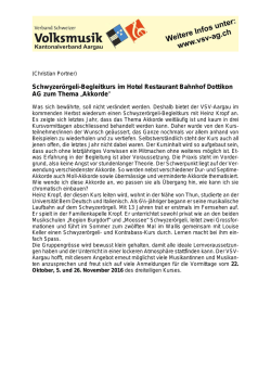 Schwyzerörgeli-Begleitkurs im Hotel Restaurant - VSV