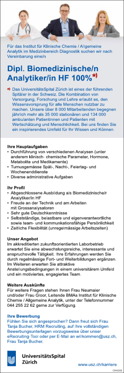 Dipl. Biomedizinische/n Analytiker/in HF