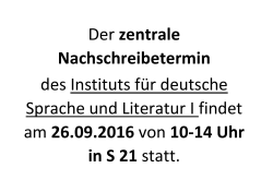 Zentraler Nachschreibetermin - Institut für deutsche Sprache und