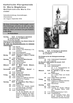 Gottesdienstordnung Juli - September