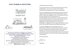 KATH. PFARREI St. EDITH STEIN AUGUST 2016