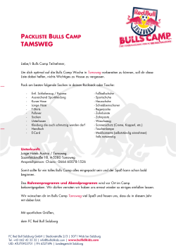 packliste bulls camp tamsweg