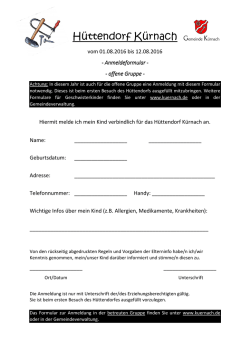 H&uuml;ttendorf offene Gruppe Anmeldeformular