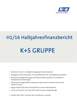 K+S GRUPPE - K+S Aktiengesellschaft