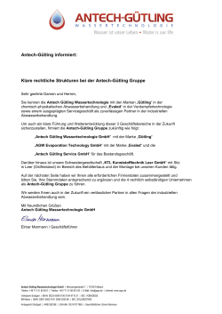 Antech-Gütling informiert - Gütling Wassertechnologie GmbH