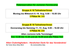 Platzreservation für Junioren-Tenniscamp Gruppe A 10