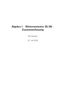 Algebra I - Wintersemester 05/06