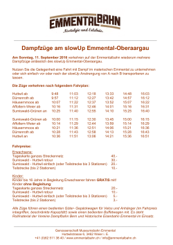 Fahrplan slowUp - Genossenschaft Museumsbahn Emmental