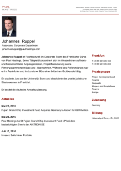 Johannes Ruppel - Paul Hastings LLP