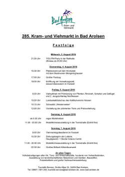 Festfolge Arolser Kram- und Viehmarkt 2016