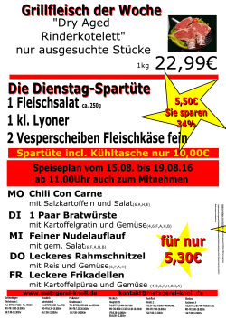 Dienstag - Spart&uuml;te