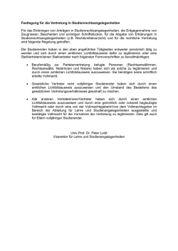 Festlegung des Vizerektors