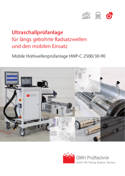 Ultraschallpr&uuml;fanlage f&uuml;r l&auml;ngs gebohrte Radsatzwellen und den
