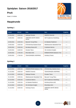 ProA Hauptrunde Spielplan 2016/2017 - 2. Basketball