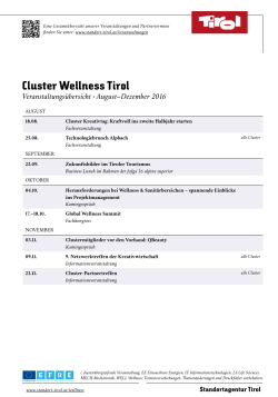 Cluster Wellness Tirol - Standortagentur Tirol