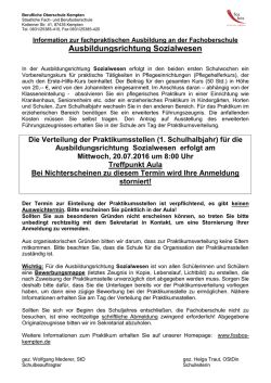 Infoschreiben zur Stellenverteilung 2016/17