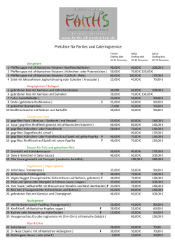 Catering Preisliste