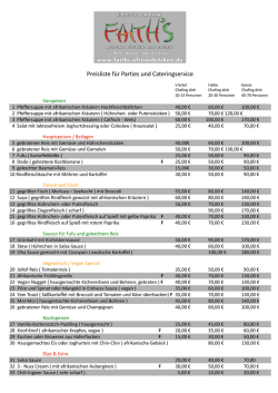 Catering Preisliste