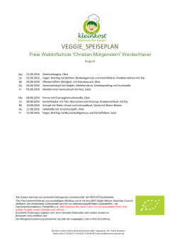 Speiseplan 08/2016 Veggie  - Freie Waldorfschule Werder