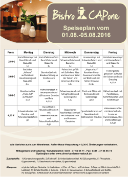 Speiseplan vom 01.08.-05.08.2016