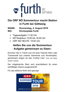Die ORF NÖ Sommertour macht Station in Furth bei Göttweig