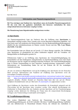 Informationen zum Finanzierungsnachweis