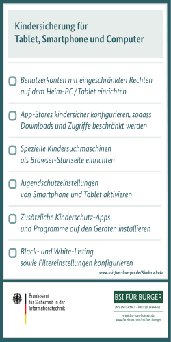 Checkliste Kinersicherung für Tablet, Smartphone und Computer