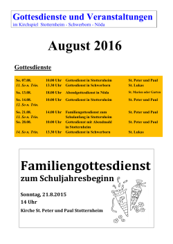 August 2016 - Kirchen in Stotternheim