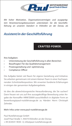 Stellenanzeige Assistenz der Geschäftsführung.indd