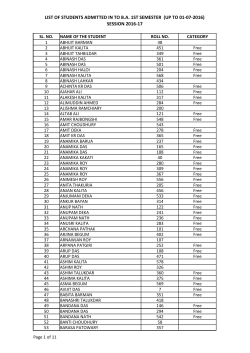 list of students admitted in to ba 1st semester (up to 01-07