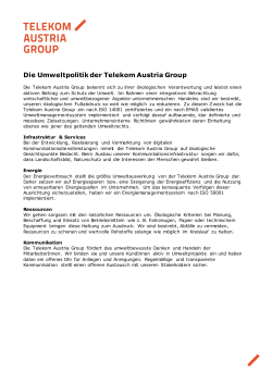 Die Umweltpolitik der Telekom Austria Group