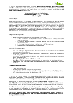 KNr. F 31/16 - Wissenschaftliche(r) Mitarbeiter(in)