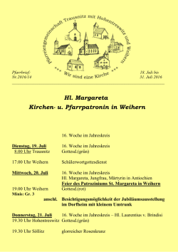 Hl. Margareta Kirchen- u. Pfarrpatronin in Weihern