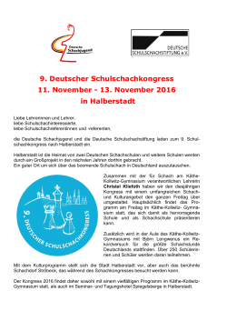 9. Deutscher Schulschachkongress 11. November