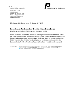 Medienmitteilung vom 6. August 2016 Luterbach: Technischer