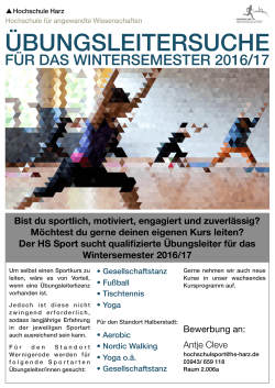 aktuelle Übungsleitersuche fürs Wintersemester 2016/17