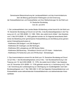 Liste für die Kreiswahlleitungen der Bundestagswahl 2017