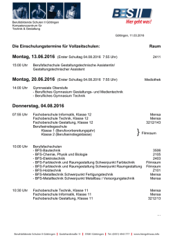 Einschulungstermine 2016