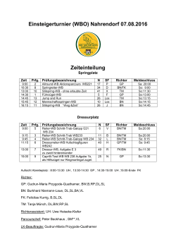 Einsteigerturnier (WBO) Nahrendorf 07.08.2016 Zeiteinteilung