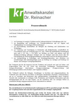 Prozessvollmacht - Rechtsanwaltskanzlei Dr. Reinacher