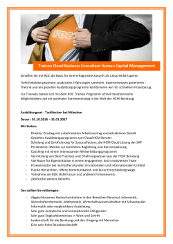 Trainee Cloud Business Consultant Human Capital Management