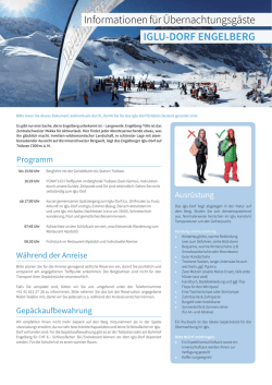 Informationen f&uuml;r &Uuml;bernachtungsg&auml;ste Iglu