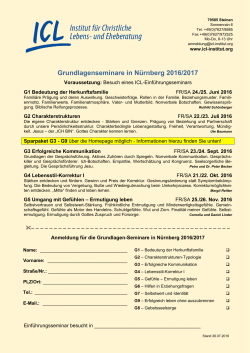 Grundlagenseminare in Nürnberg 2016/2017