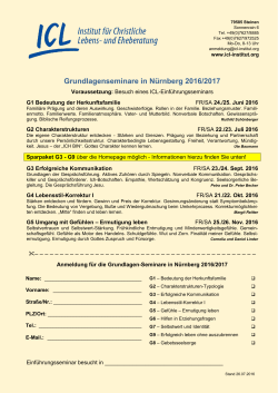 Grundlagenseminare in N&uuml;rnberg 2016/2017